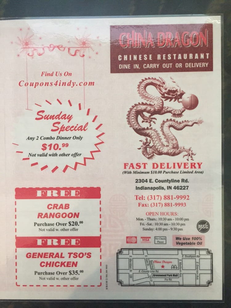 China dragon menu deals